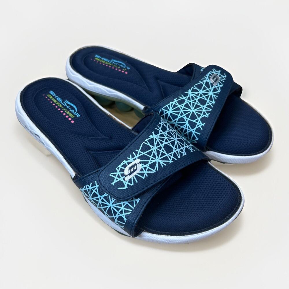 Skechers Women’s Size 7 Navy Slide Sandals GOwalk Comfort Slip On Casual EU 37